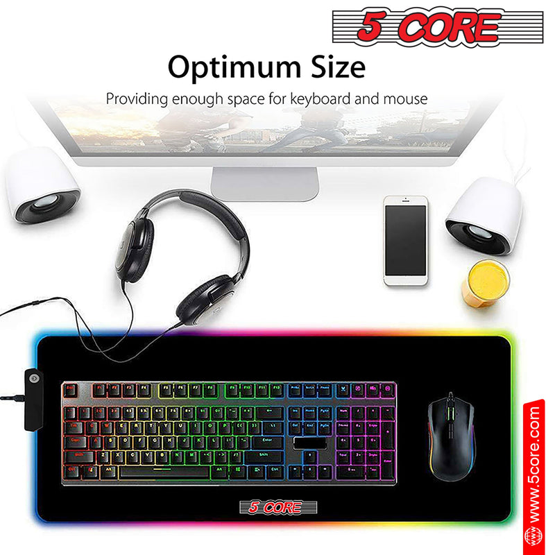 5 Core Large Mouse Pad Computer Mouse Mat with RGB Light Anti-Slip Rubber Base Easy Gliding Spill-Resistant Surface Extended Mousepad -KBP 800 RGB-7