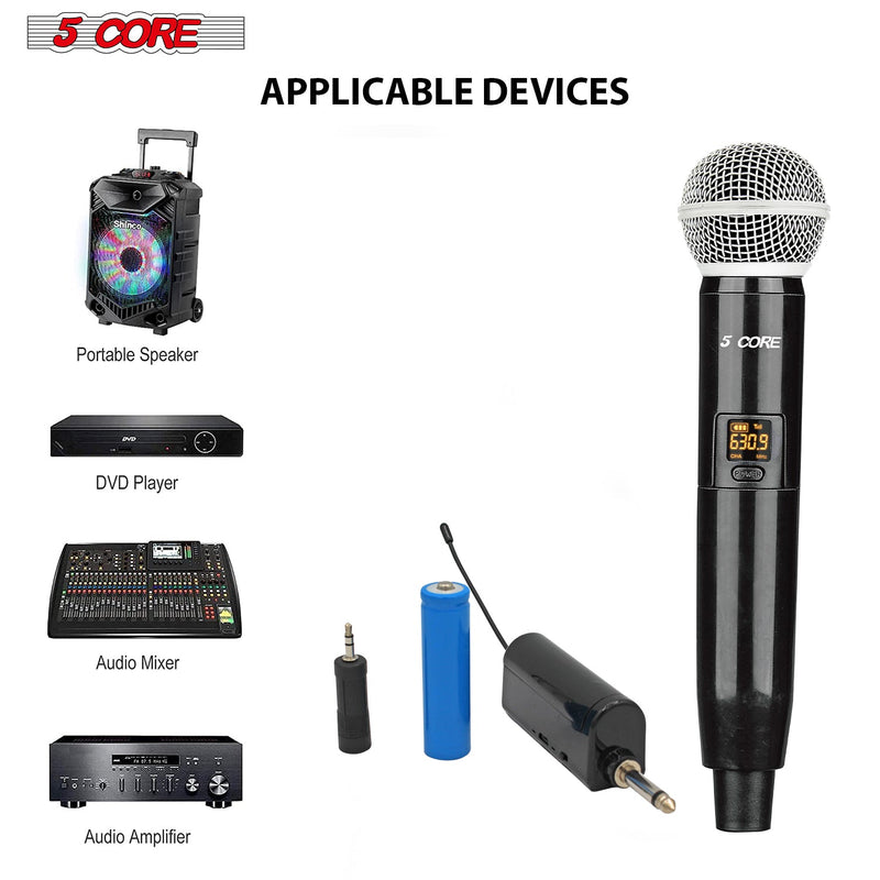 5 Core Wireless Microphones Black Dynamic Microphone 1 Piece Handheld Portable Cordless Microfone Microfono Inalambrico Profesional - WM 1001-5