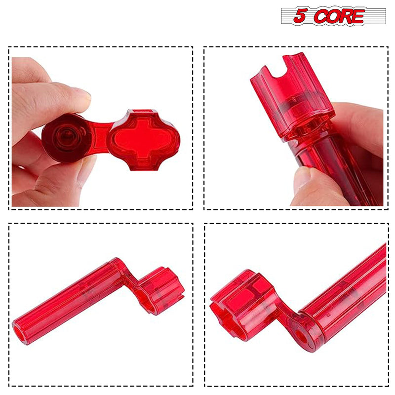 5 Core Guitar String Winder Red Five pieces| Professional Guitar Peg Winder with Bridge Pin Remover- SW L RED 5PCS-1