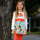Girls Vibrant Autumn Floral Pumpkin Thanksgiving Dress & Leggings-4