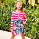 Girls Boutique Red Floral Striped Ruffled Holiday Dress-6