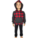 Unisex Red & Black Plaid Pullover Hoodie Jacket-2