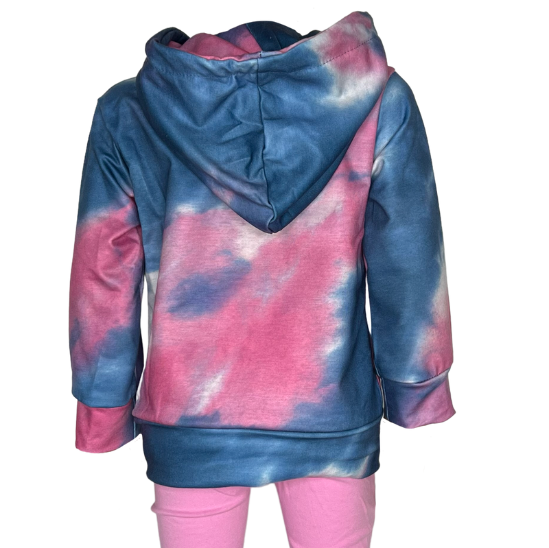 Girls Blue & Pink Pull over Tie Dye Hoodie Sweatshirt Jacket-5