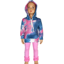 Girls Blue & Pink Pull over Tie Dye Hoodie Sweatshirt Jacket-2