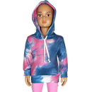Girls Blue & Pink Pull over Tie Dye Hoodie Sweatshirt Jacket-3