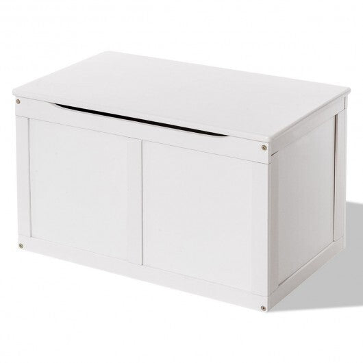 Safety Hinge Wooden Chest Organizer Toy Storage Box-White - Color: White