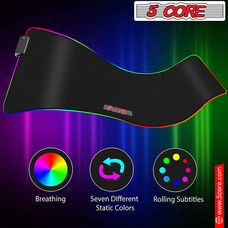 5 Core Large Mouse Pad Computer Mouse Mat with RGB Light Anti-Slip Rubber Base Easy Gliding Spill-Resistant Surface Extended Mousepad -KBP 800 RGB-4