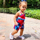 AnnLoren Girls Tie Dye 4th of July Shorts Jumpsuit Summer Romper-11