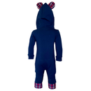 AnnLoren Girls Long Sleeve Teddy Bear Blue Plaid Baby Toddler Romper Hoodie One Piece-4
