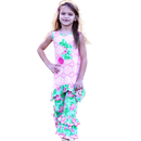 AnnLoren Big Little Girls Easter Bunny Tunic Spring Floral Ruffle Capri Pants Outfit-7