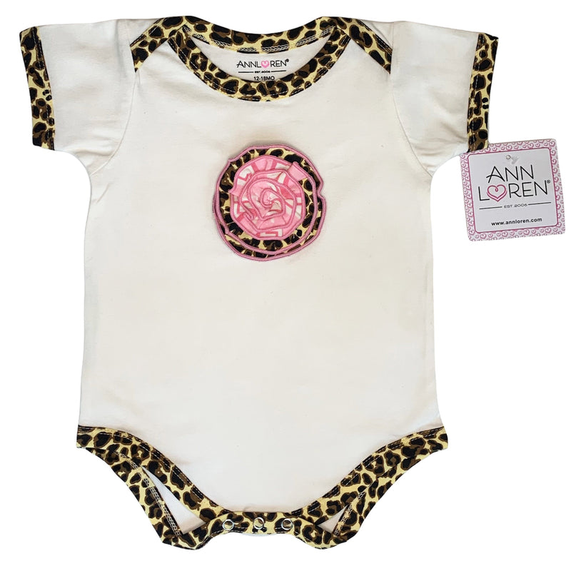 AnnLoren Baby Girls Layette Pink Leopard Onesie Pants Headband 3pc Gift Set Clothing-6