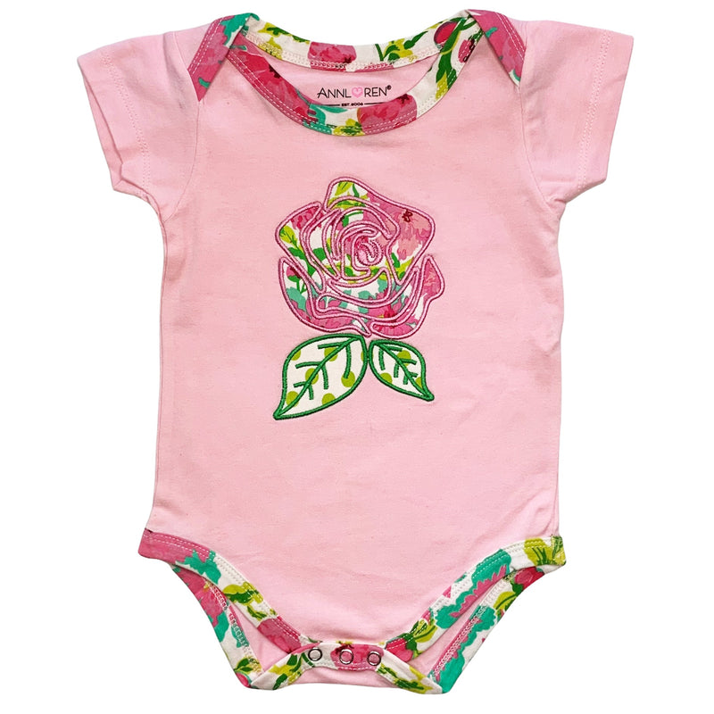 AnnLoren Baby Girls Layette Pink Floral Onesie Pants Headband 3pc Gift Set Clothing-5