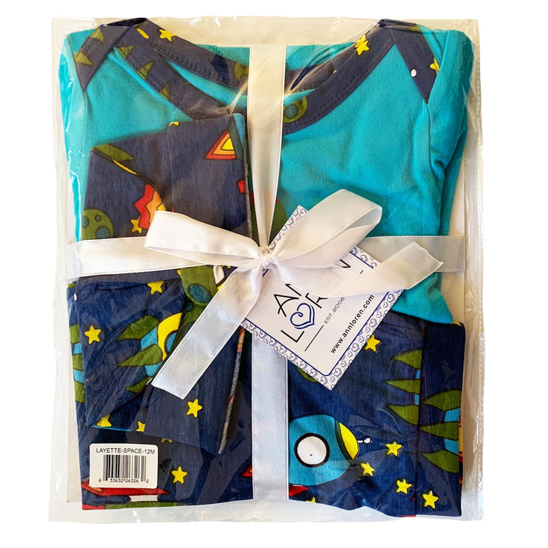 AnnLoren Baby Boys Layette Space Ship Onesie Pants Cap 3pc Gift Set Clothing-1