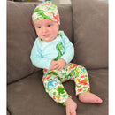 AnnLoren Baby Layette Boys Dinosaur Long Sleeve Onesie Pants Cap 3pc Gift Set-10