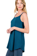 Gemma Spaghetti Strap V-Neck Flowy Tunic Tank Top-6