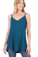 Gemma Spaghetti Strap V-Neck Flowy Tunic Tank Top-7