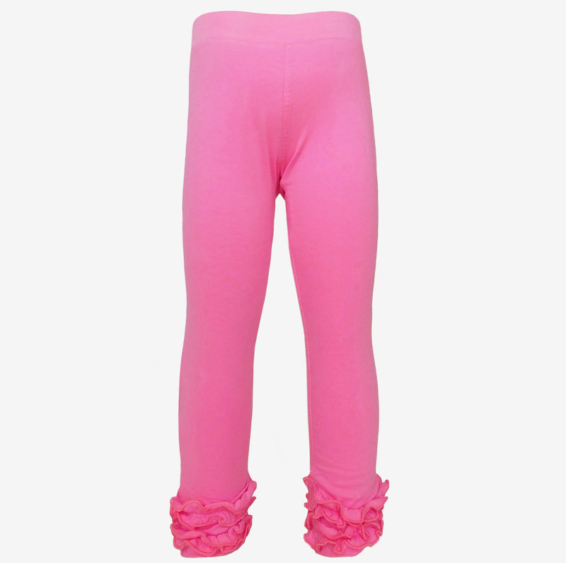 AnnLoren Baby Girls Big Girls Boutique Dark Pink Ruffle Butt Leggings Set-1