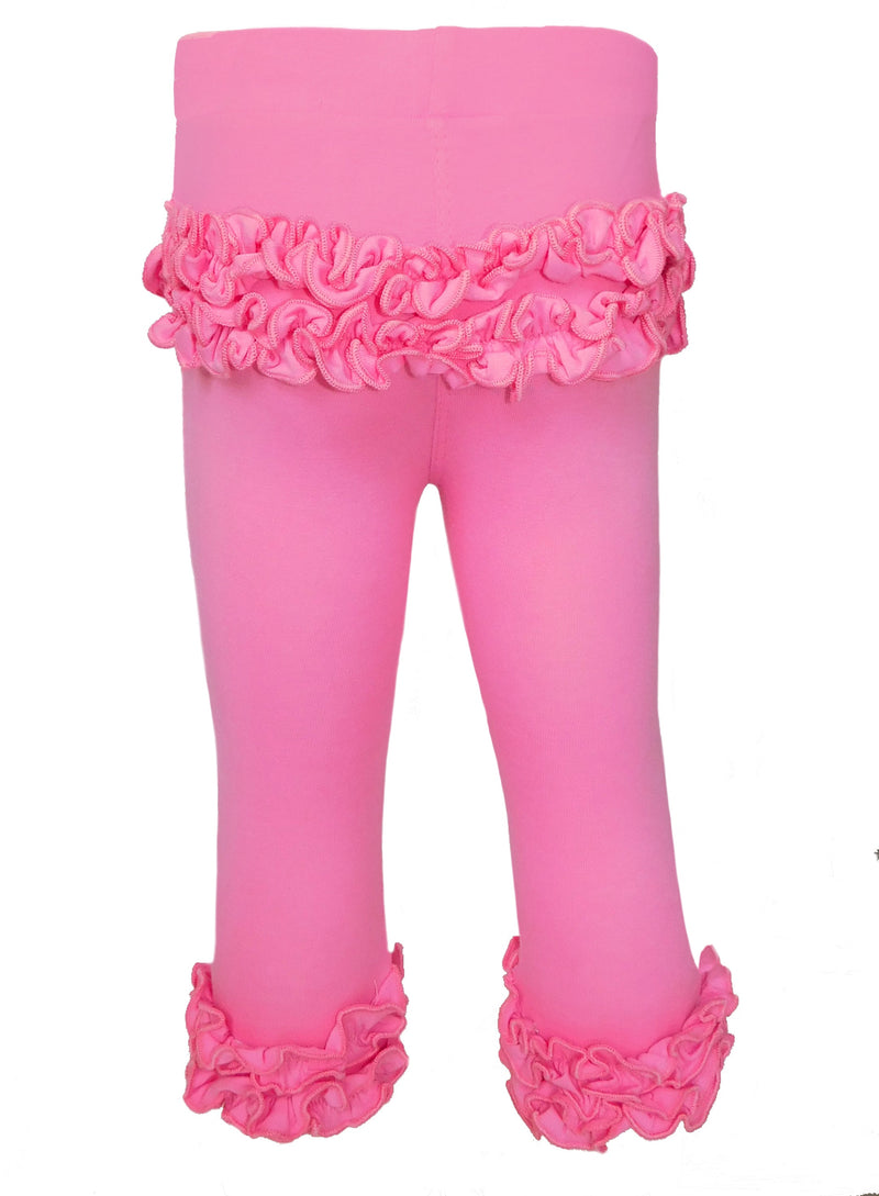 AnnLoren Baby Girls Big Girls Boutique Dark Pink Ruffle Butt Leggings Set-0