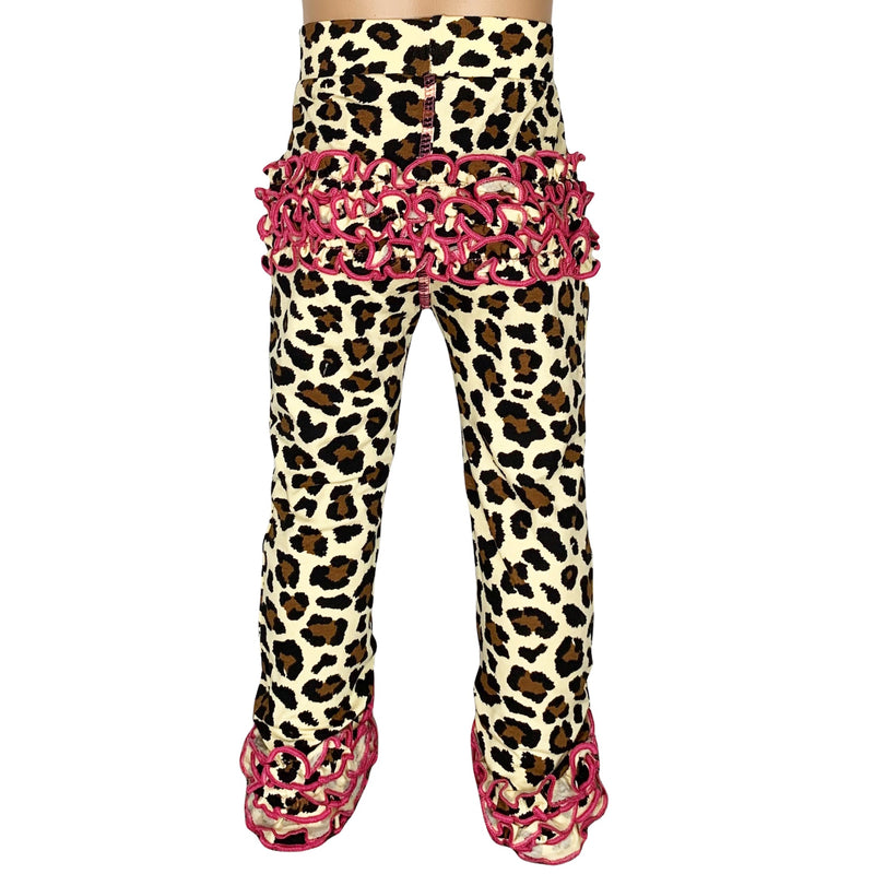 AnnLoren Baby Toddler Big Girls Boutique Leopard Ruffle Butt Leggings-0