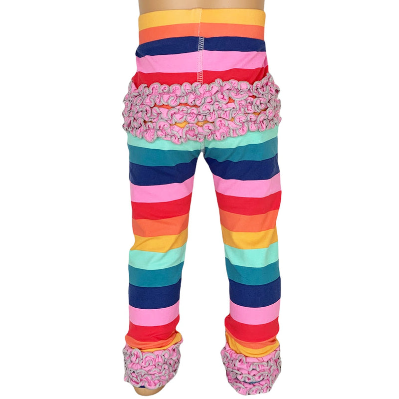 AnnLoren Little & Big Girls Boutique Rainbow Ruffle Butt Leggings-0