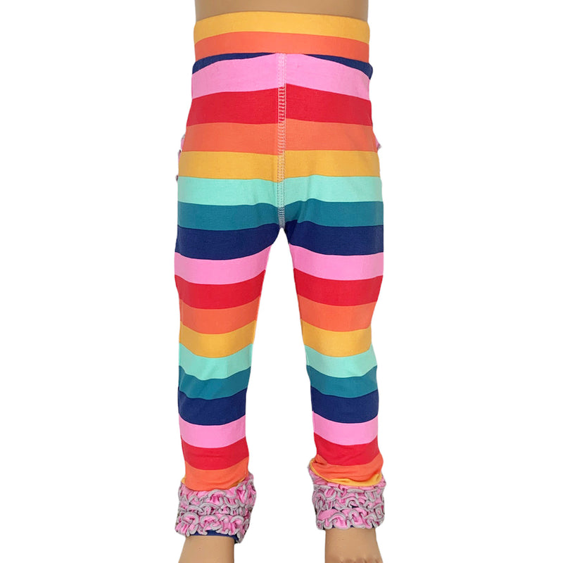 AnnLoren Little & Big Girls Boutique Rainbow Ruffle Butt Leggings-8