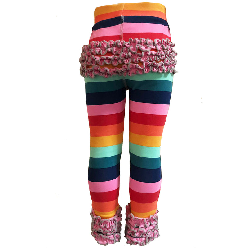 AnnLoren Little & Big Girls Boutique Rainbow Ruffle Butt Leggings-10