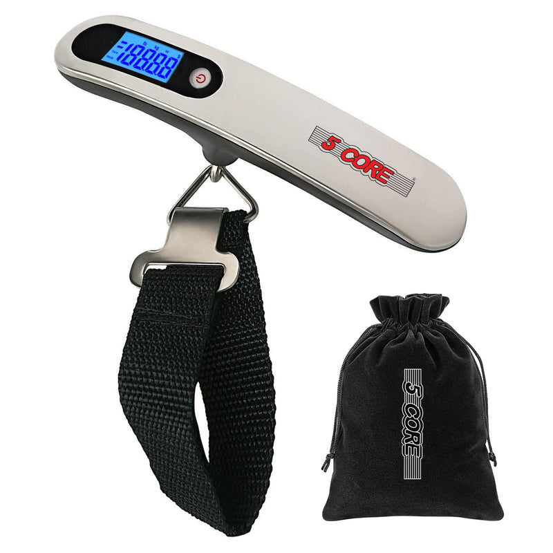5 Core Luggage Scale 1 Piece 110 Pounds Digital Hanging Weight Scale w Backlight Rubber Paint Handle Battery Included- LS-005-0