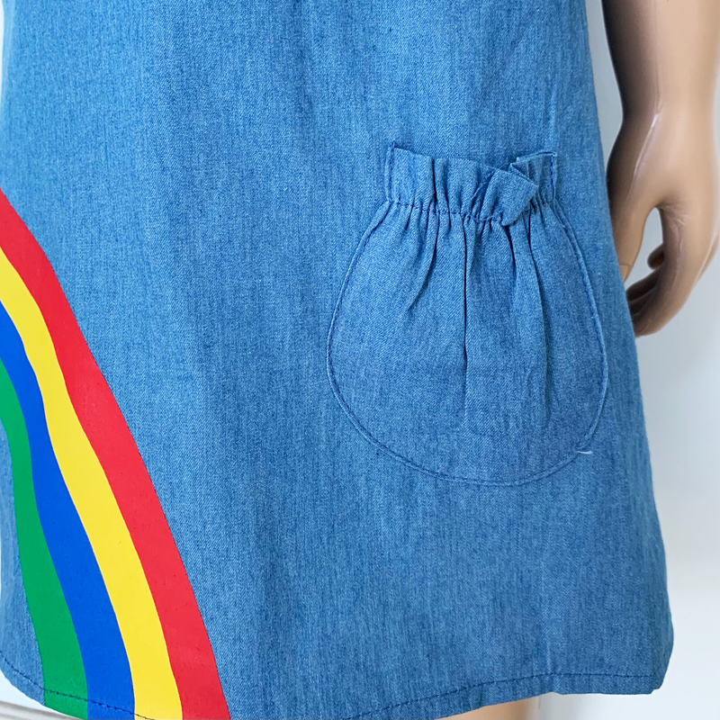 AL Limited Girls Blue Chambray Rainbow Coverall Dress-4