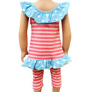 Girls Pink Swan Princess Striped Tunic and Capri Leggings Outfit-1