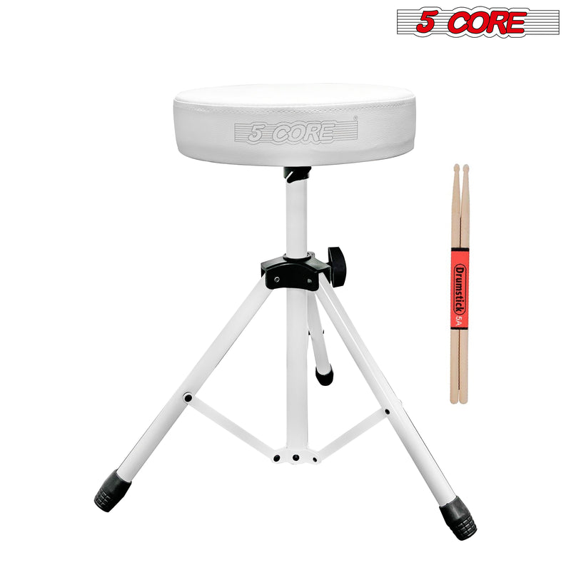 5 Core Drum Throne Height Adjustable guitar stool Thick Padded Memory Foam DJ Chair Seat with Anti Slip Feet Multipurpose Musician Chair for Adults and Kids Drummer Cello Guitar Player -DS 01 WH-7