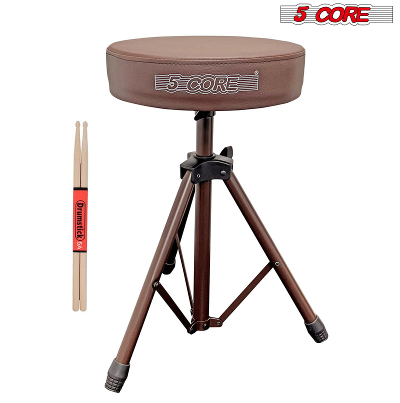 5 Core Drum Throne Height Adjustable guitar stool Thick Padded Memory Foam DJ Chair Seat with Anti Slip Feet Multipurpose Musician Chair for Adults and Kids Drummer Cello Guitar Player -DS 01 BR-7