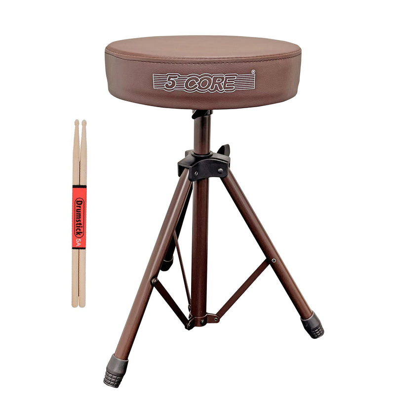 5 Core Drum Throne Height Adjustable guitar stool Thick Padded Memory Foam DJ Chair Seat with Anti Slip Feet Multipurpose Musician Chair for Adults and Kids Drummer Cello Guitar Player -DS 01 BR-0