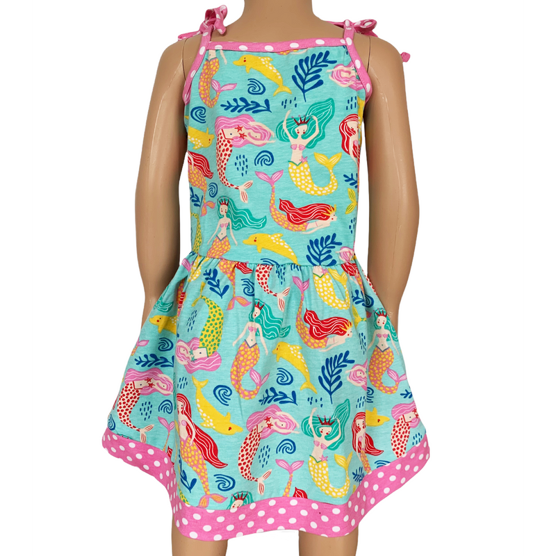 AnnLoren Little Big Girls Mermaid Sea Creatures Dress Cotton Knit Sleeveless Spaghetti Straps Clothes-5