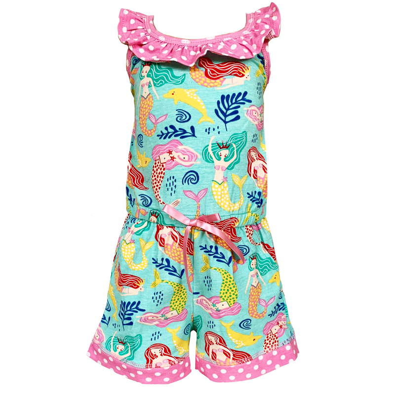 AnnLoren Girls Boutique Nautical Mermaid Jumpsuit  Spring Summer Romper-0