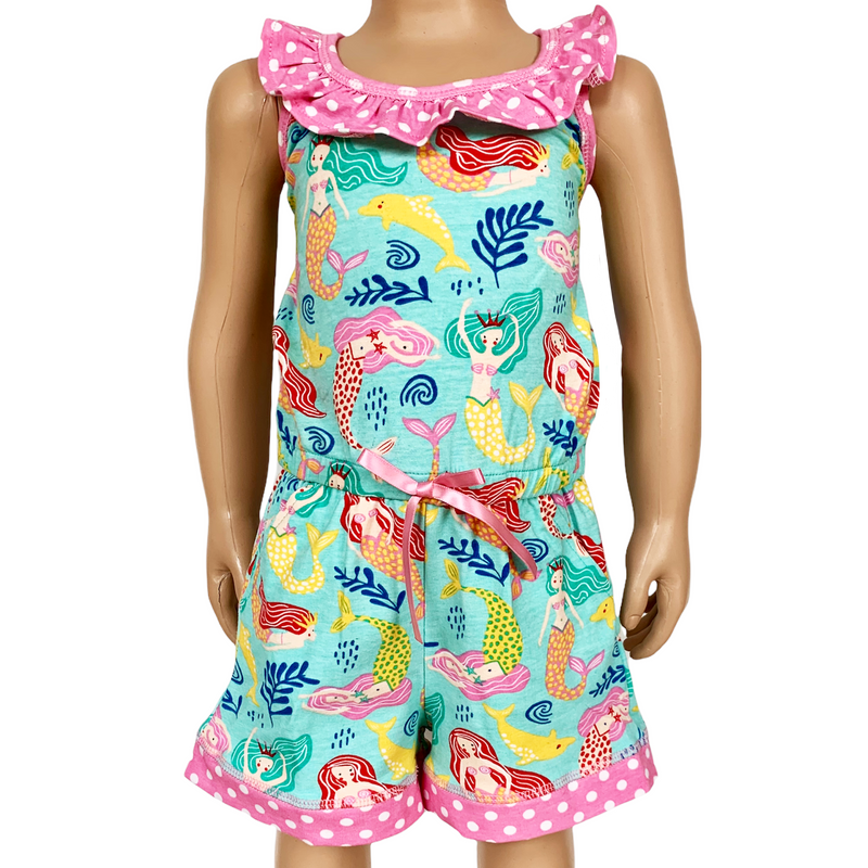 AnnLoren Girls Boutique Nautical Mermaid Jumpsuit  Spring Summer Romper-1