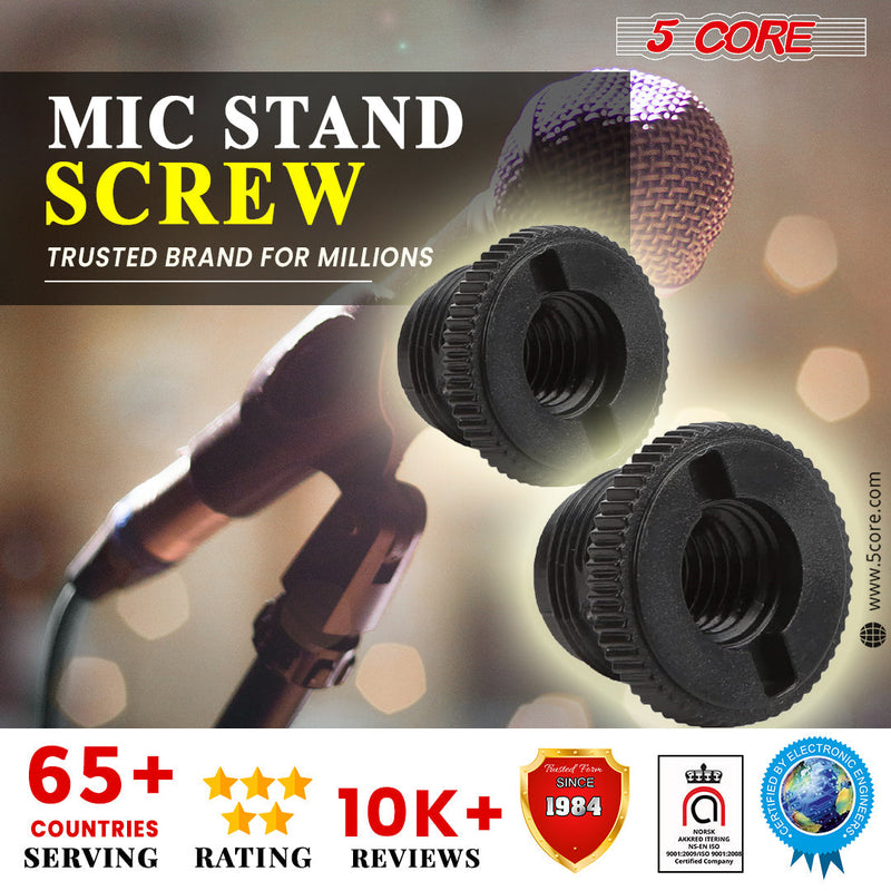 5 Core Mic Stand Adapter 2 Pieces Black 3/8 Female to 5/8 Male Plastic Mic Screw Adapter Microphone Tripod Stand Screw - MS ADP P BLK 2PCS-9