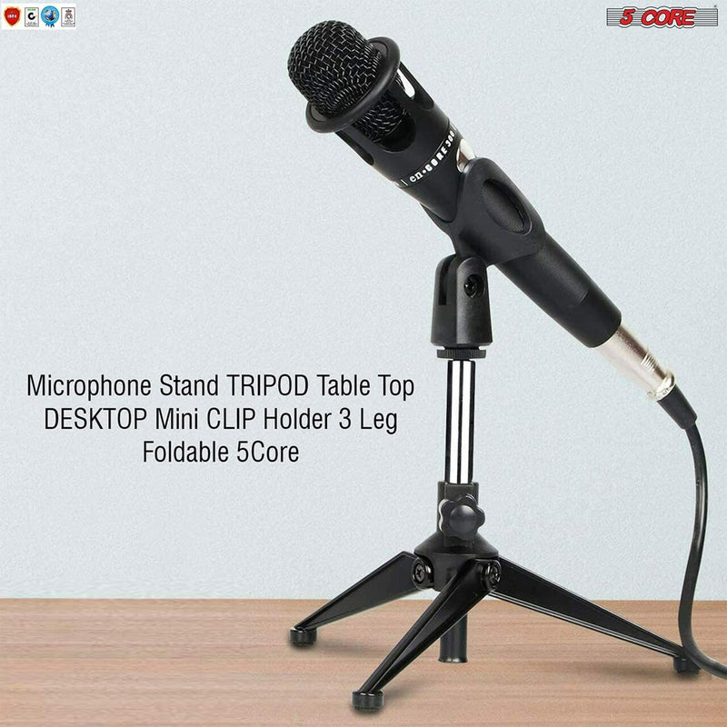 5 Core Microphone Stand Tripod Mic Stand Universal Adjustable Desk Microphone arm with Small Plastic Microphone Clip MS MINI TRI CH-7