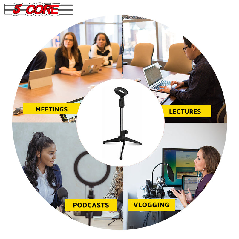 5 Core Microphone Stand Tripod Mic Stand Universal Adjustable Desk Microphone arm with Small Plastic Microphone Clip MS MINI TRI CH-8