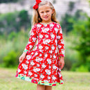 AnnLoren Girls Boutique Christmas Floral Long Sleeve Cotton Party Dress-1
