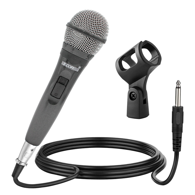 5 Core Karaoke Microphone Dynamic Vocal Handheld Mic Cardioid Unidirectional Microfono w On and Off Switch Includes XLR Audio Cable Mic Holder -PM 600-0