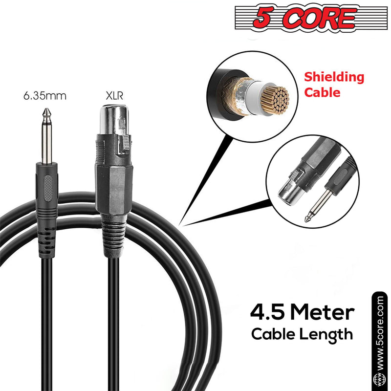 5 CORE Premium Vocal Dynamic Cardioid Handheld Microphone Neodymium Magnet Unidirectional Mic, Detachable XLR Deluxe Cable to Audio Jack, On/Off Switch for Karaoke Singing PM 301-4