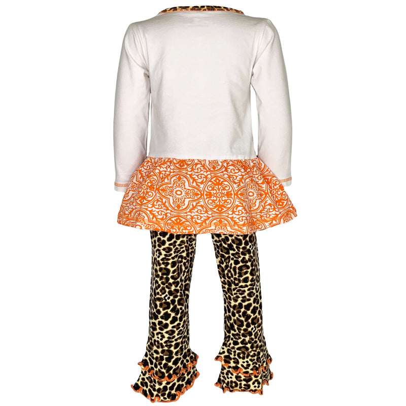 AnnLoren Girls Autumn Orange Pumpkin Leopard Tunic Thanksgiving Outfit-6