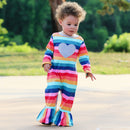 AnnLoren Girls Long Sleeve Rainbow Hearts Baby Toddler Romper One Piece-2