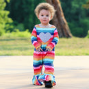 AnnLoren Girls Long Sleeve Rainbow Hearts Baby Toddler Romper One Piece-1