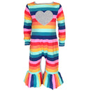 AnnLoren Girls Long Sleeve Rainbow Hearts Baby Toddler Romper One Piece-0