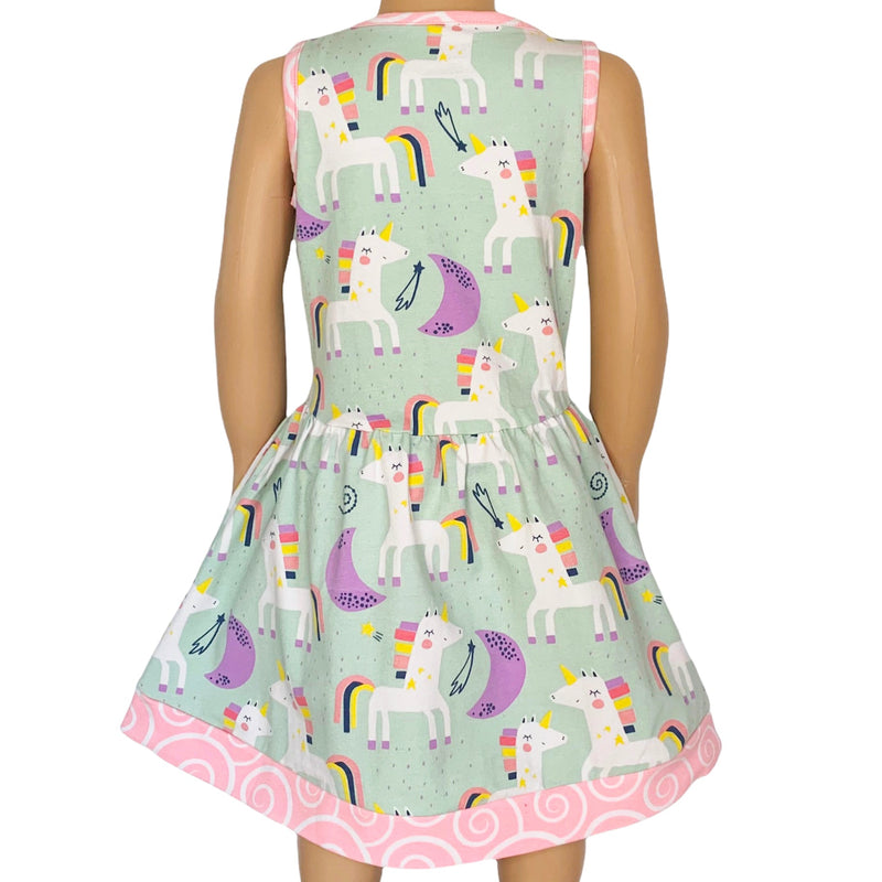 AnnLoren Little & Big Girls Magical Unicorns Rainbows Sleeveless Dress Party Outfit-1