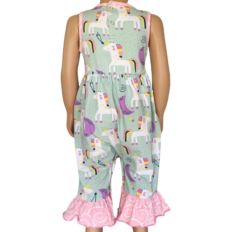 AnnLoren Boutique Baby Girls Unicorn & Rainbow Romper Toddler Jumpsuit-1