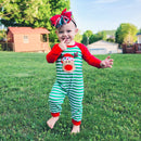 AnnLoren Baby Toddler Boys Unisex Long Sleeve Rudolf the Reindeer Christmas Romper-4