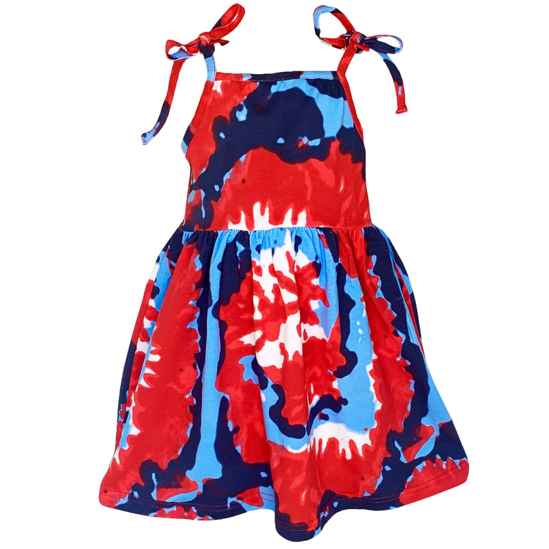 AnnLoren Big Little Girls 4th of July Tie Dye Summer Swing Dress-4