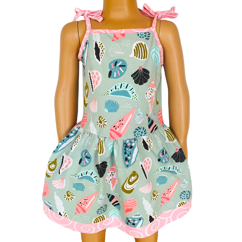 AnnLoren Little & Big Girls Seashells Spaghetti Straps Cotton Knit Summer Beach Dress-0